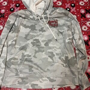Fishing Tackle White  Snow Camo Hooded Sweatshirt Men's Size:‎ Large